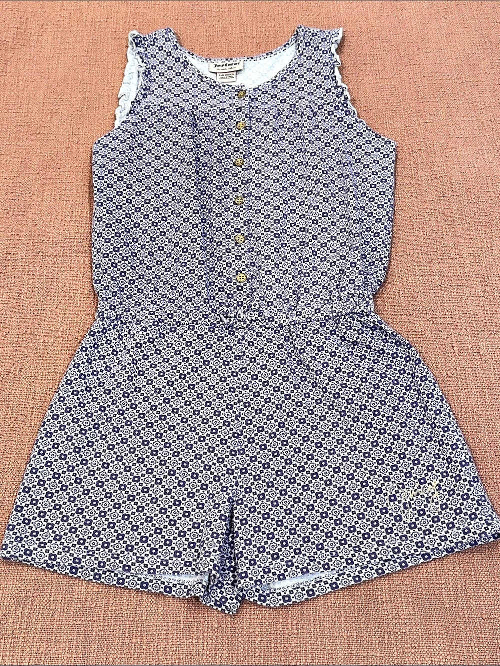 Juicy Couture Floral Romper in Blue & White Size Large 10-12 yrs